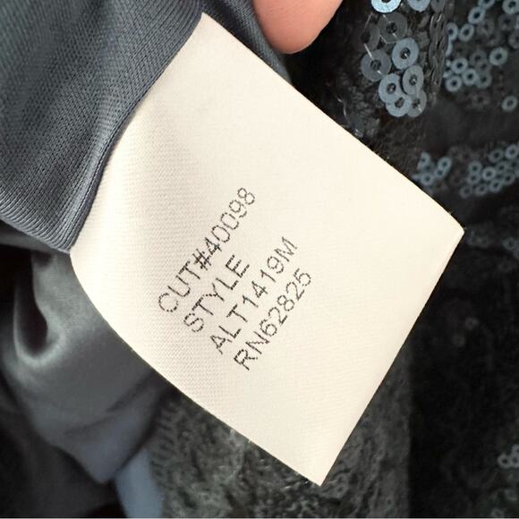 Tadashi Shoji Teal Sequin Illusion Sheath Knee Length Pailette Cocktail Dress 8 - Picture 12 of 13